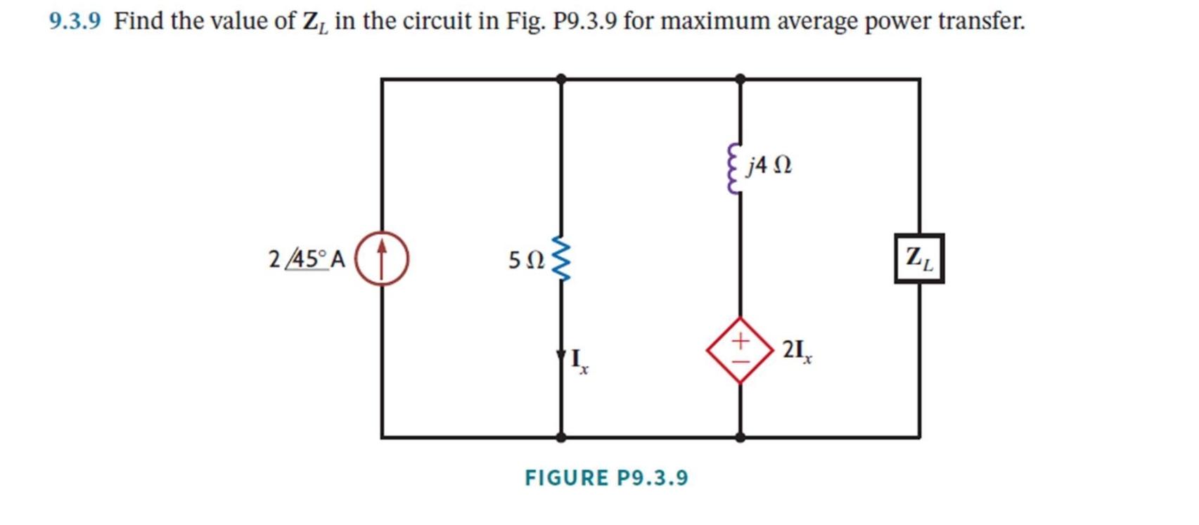 Solved 9.3.9 Find the value of ZL in the circuit in Fig. | Chegg.com