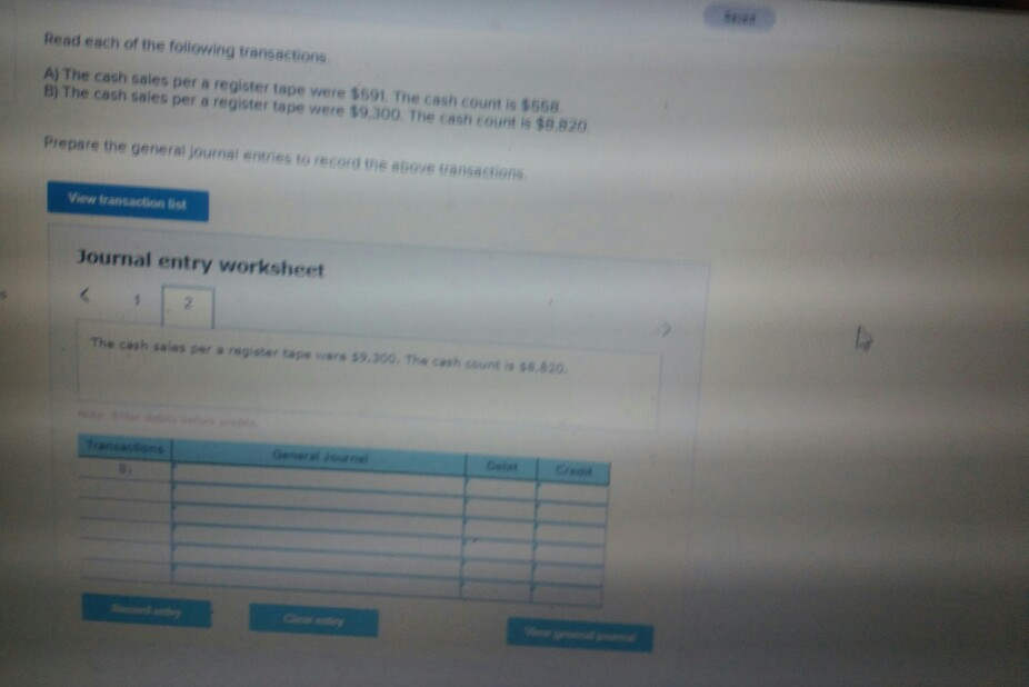 Solved Read each of the following transactions A) The cash