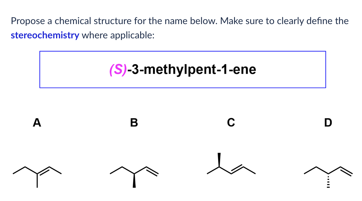 Solved Propose A Chemical Structure For The Name Below Make 