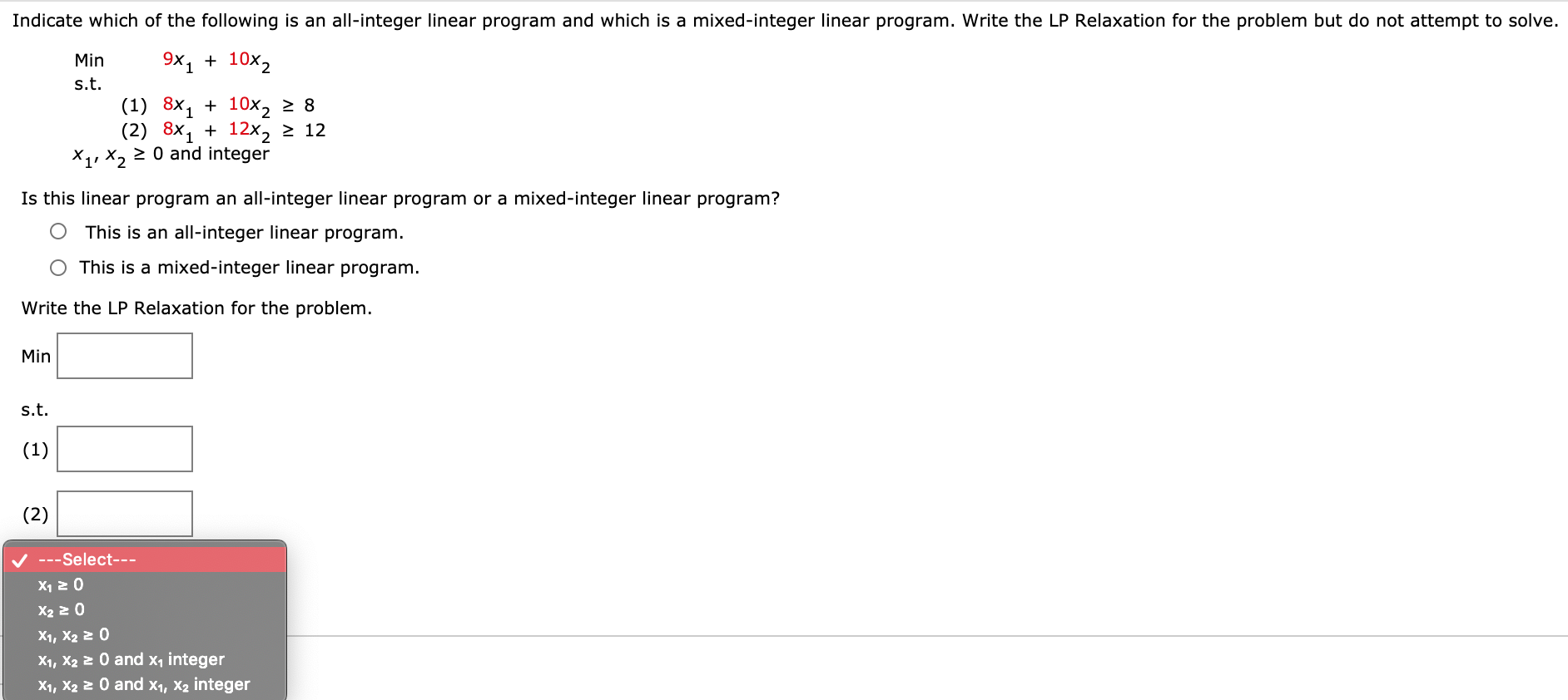 Solved Indicate which of the following is an all-integer | Chegg.com