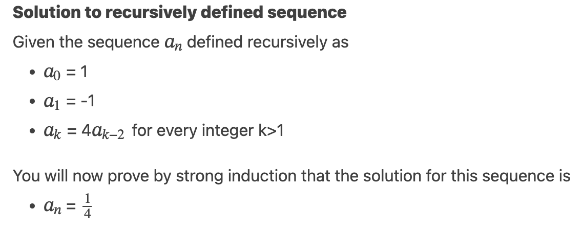 Solved Solution To Recursively Defined Sequence Given The