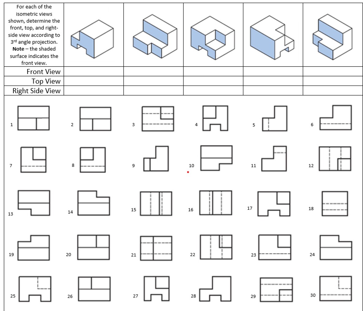 Solved Identify top view, front view and right side view | Chegg.com