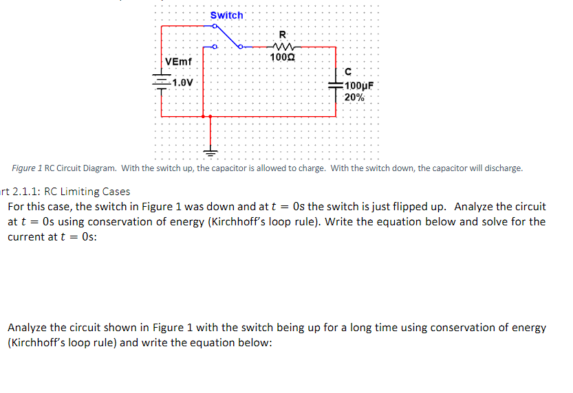 Solved Switch R R VEmf 1000 1.0V с 100F 20 Figure 1 RC