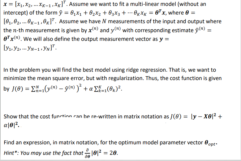 Solved X X1 X2 Xk 1 Xk Assume We Want To Fit Chegg Com