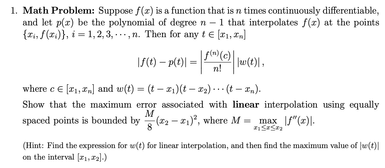 Solved 1 Math Problem Suppose F X Is A Function That I Chegg Com