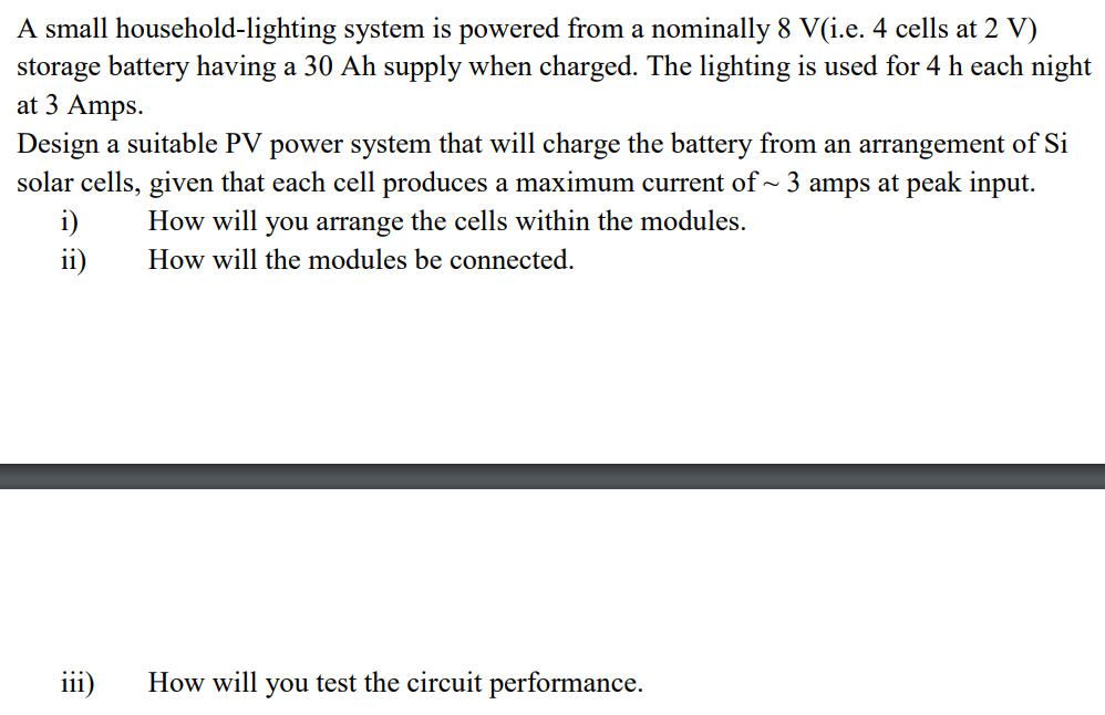 Solved A Small Household-lighting System Is Powered From A | Chegg.com