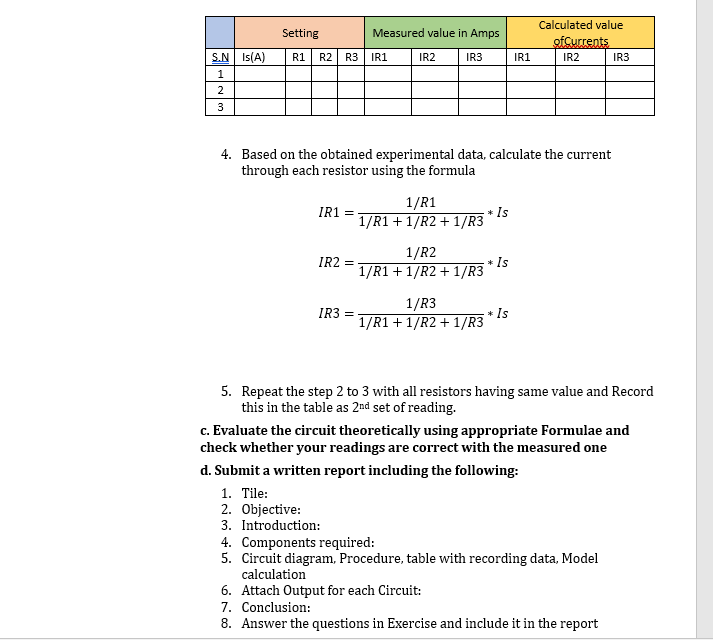 Solved Exp No: 3 Verification of Current and Voltage | Chegg.com