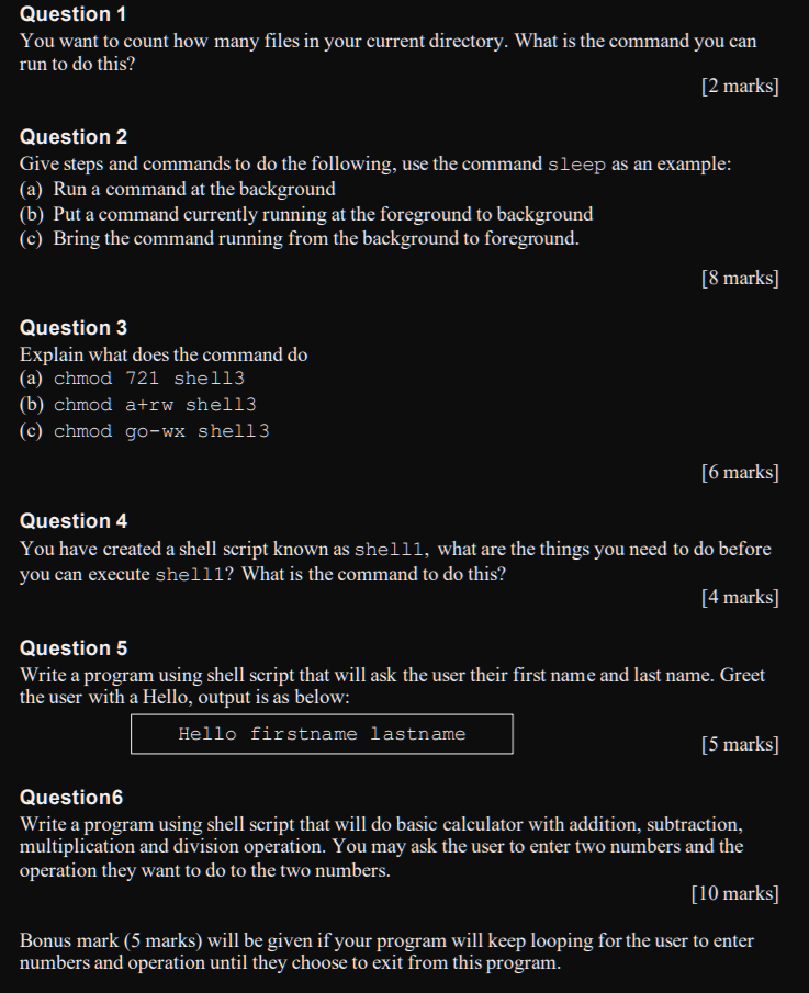 Solved Question 1 You Want To Count How Many Files In Your Chegg Com