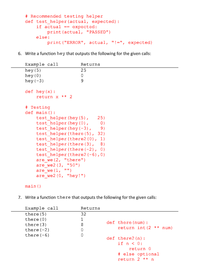 Solved HW: Writing Functions 1. Write a function space that | Chegg.com