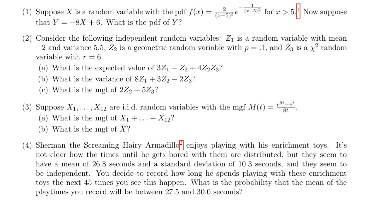 Solved 1 Suppose X Is A Random Variable With The Pdf 0672