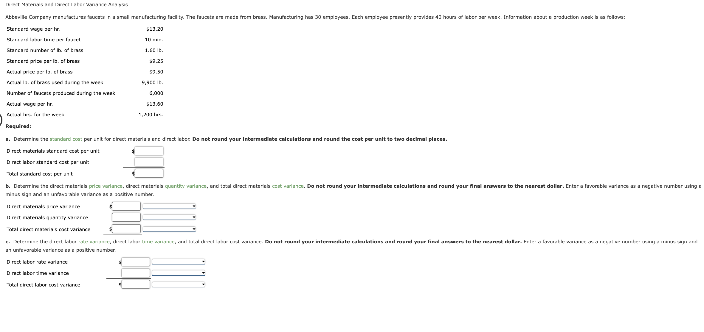 which of the following is the formula to compute the direct labor rate variance