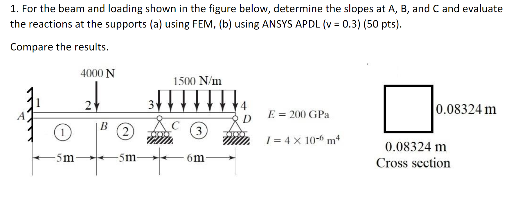 Solved 1. For The Beam And Loading Shown In The Figure | Chegg.com