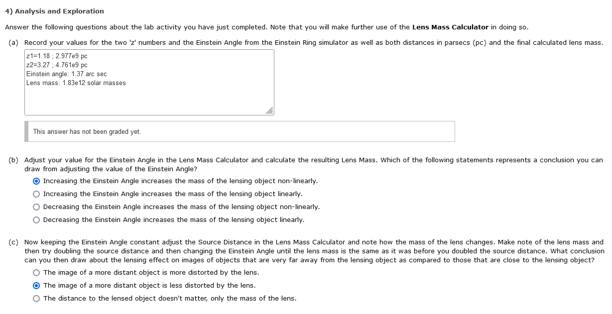 Solved 2) Distance Assessment (Redshift Calculator) 1. Set
