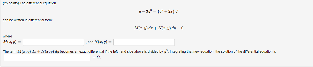 Solved ( 25 points) The differential equation | Chegg.com