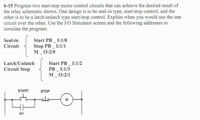6-15 Program two start/stop motor control circuits | Chegg.com