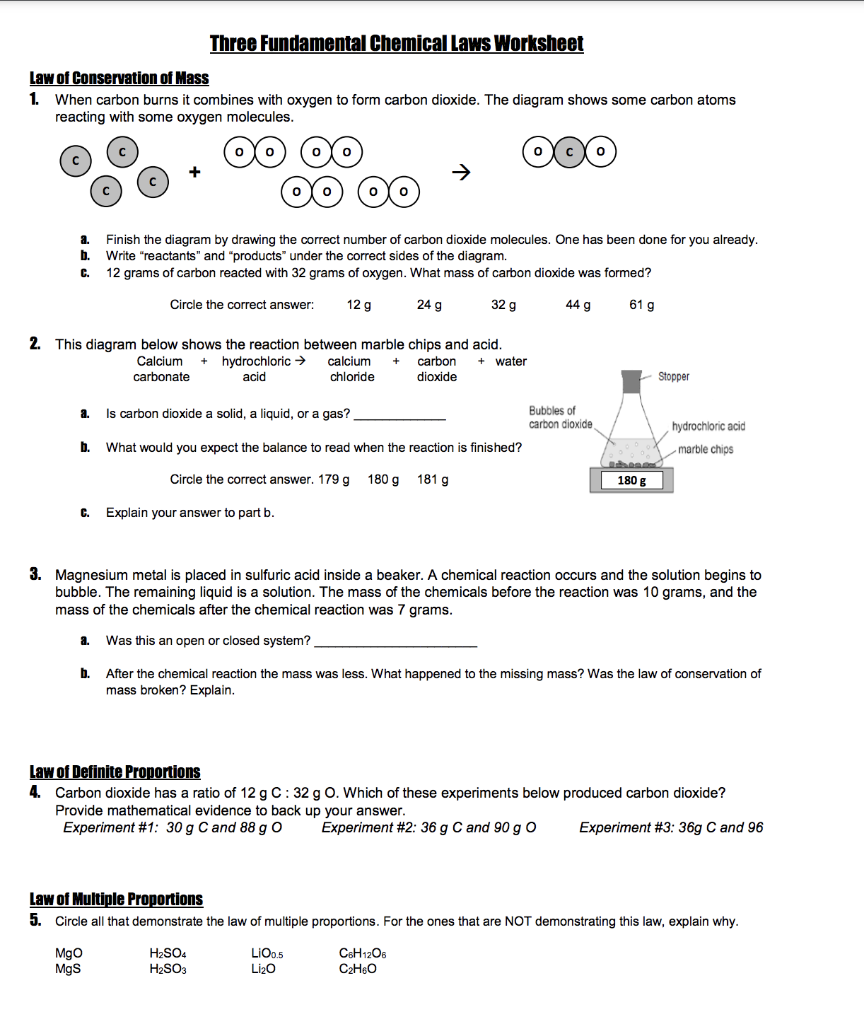 Solved LaW of tonser ation of liass 1. When carbon burns it | Chegg.com