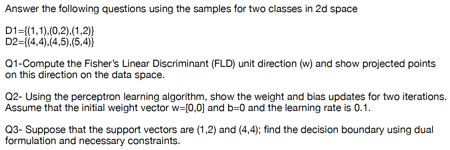 Solved Answer the following questions using the samples for | Chegg.com