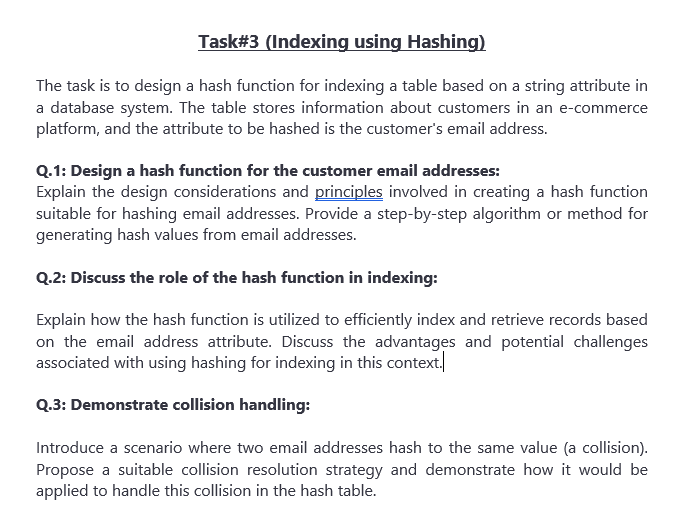 Solved Iask\#s (Indexing using Hasning) The task is to | Chegg.com