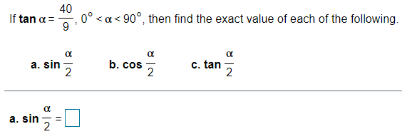 Solved 40 If tan a= 0° | Chegg.com