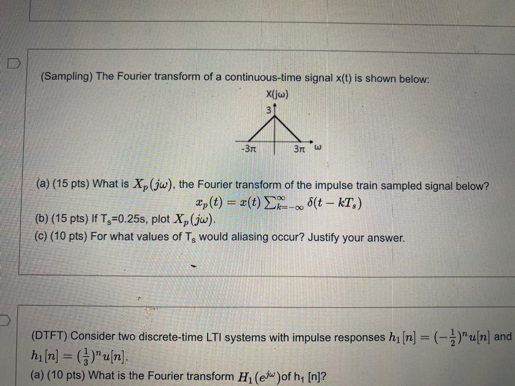 Solved D Sampling The Fourier Transform Of A Continuous Chegg Com