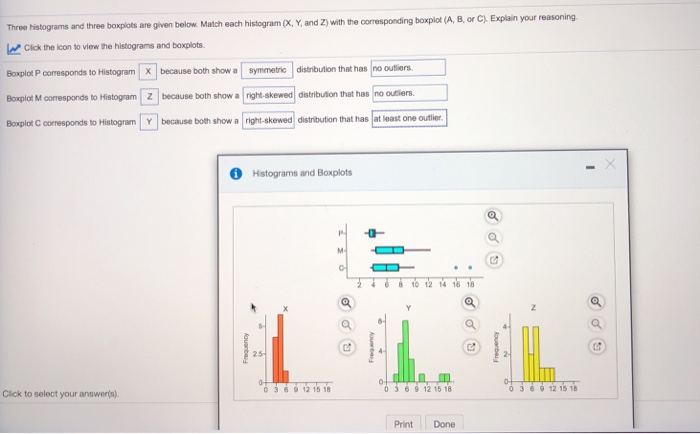 Solved Three Histograms And Three Boxpiots Are Given Below | Chegg.com