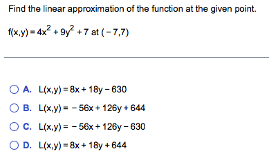 Solved Find the linear approximation of the function at the | Chegg.com