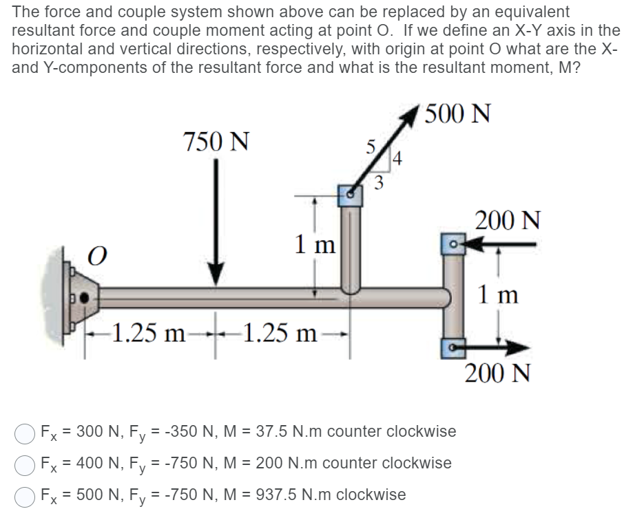 Solved 2 A Force And Couple System Is Applied To The Bent Chegg Com