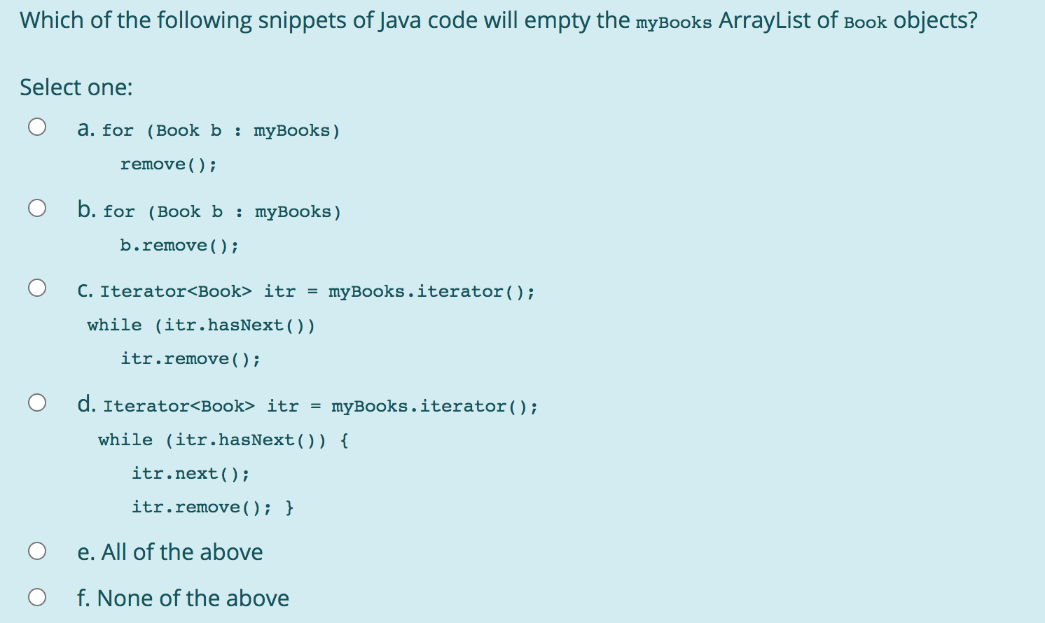 Solved An iterator that is fail-fast will throw an exception | Chegg.com