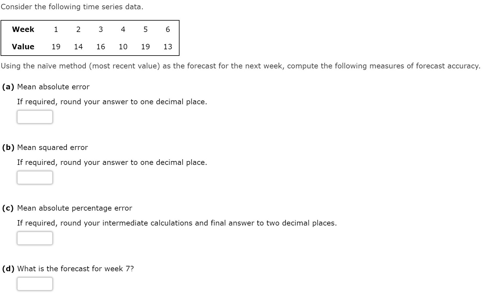 Solved Consider The Following Time Series Data. | Chegg.com