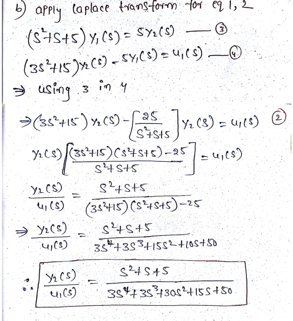 Solved For the mechanical system below, assume that m1 = 1 | Chegg.com