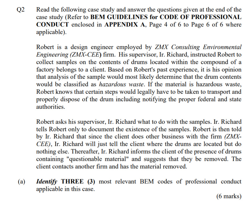 Q2 Read the following case study and answer the | Chegg.com