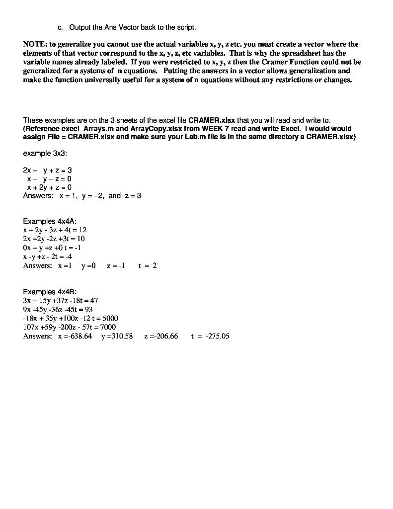 LAB 8 CRAMER Here is a simple explanation of Cramer's | Chegg.com