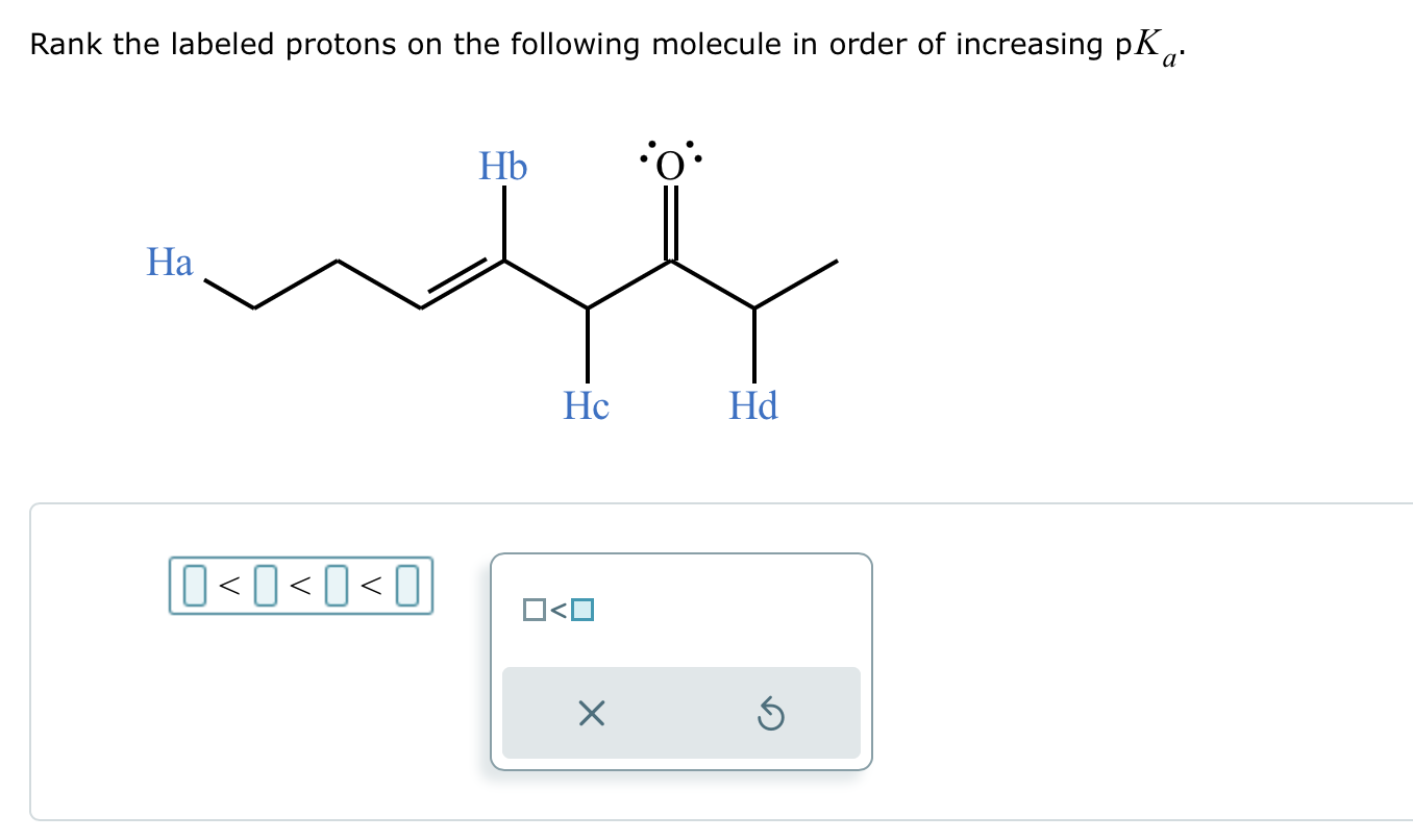 Solved Rank The Labeled Protons On The Following Molecule In | Chegg.com