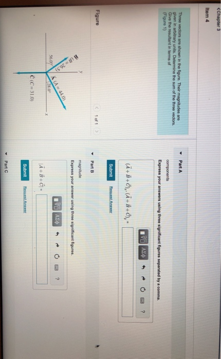 Solved B (B 26.5) Chapter 3 Item 4 Three Vectors Are Shown | Chegg.com