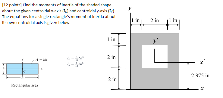 Solved [12 points] Find the moments of inertia of the shaded | Chegg.com