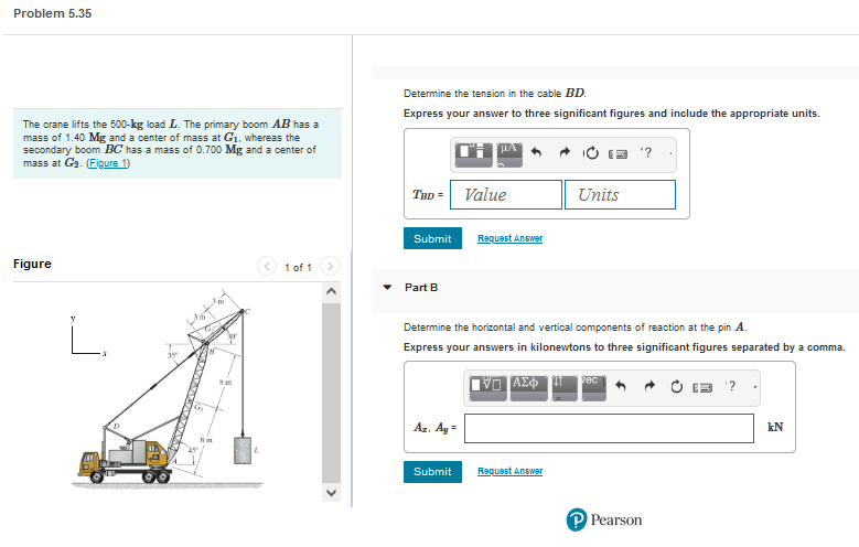 Solved The crane lifts the 500-kg load L. The primary boom | Chegg.com