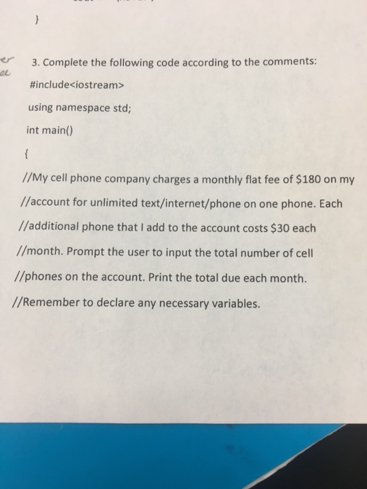 Solved 3. Complete the following code according to the | Chegg.com