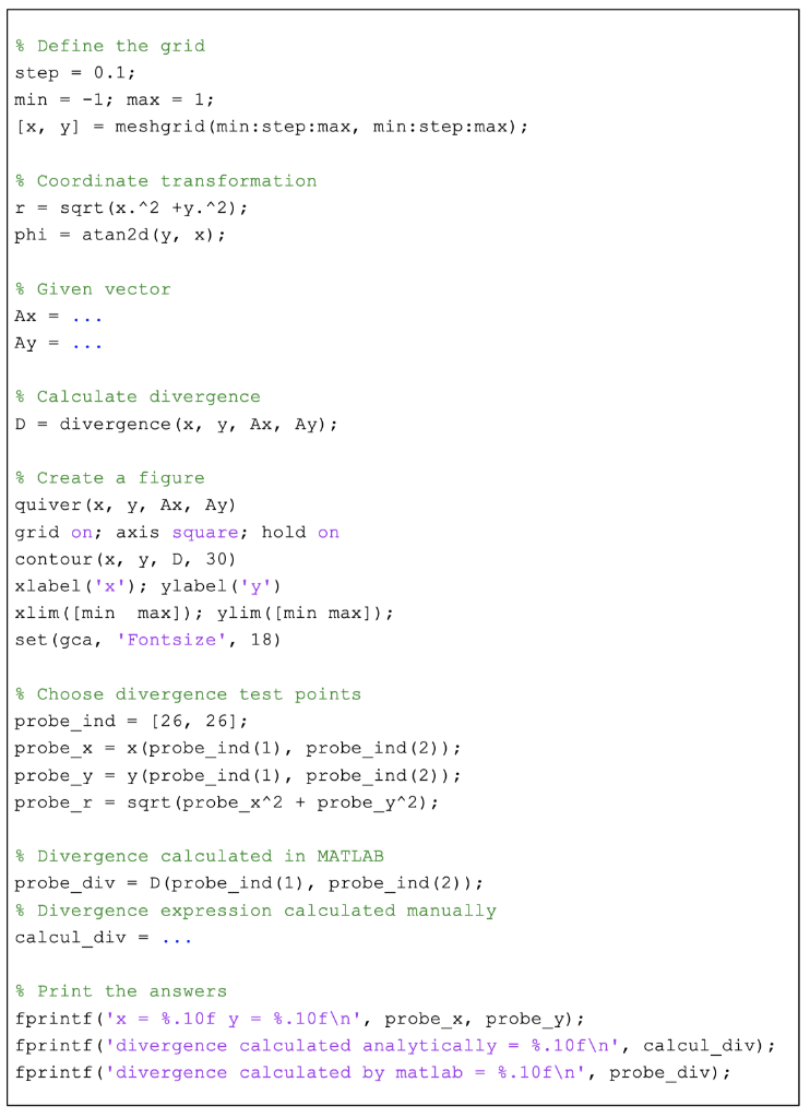 Solved 2 Task 1: Divergence and curl of a vector field (a) | Chegg.com