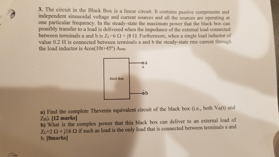 Solved 3. The circuit in the Black Box is a linear circuit. | Chegg.com