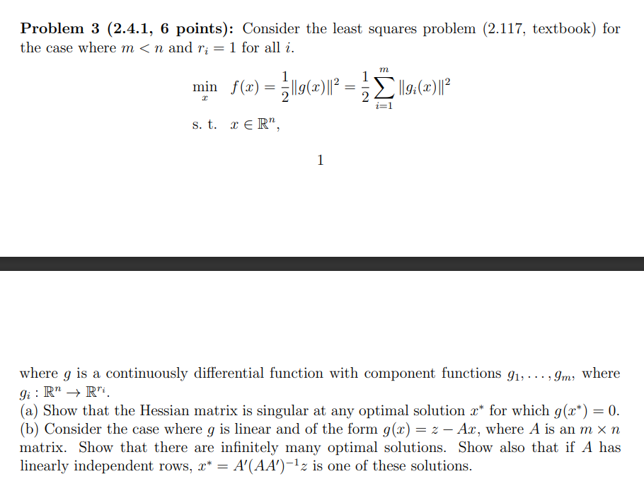 Problem 3 (2.4.1, 6 points): Consider the least | Chegg.com