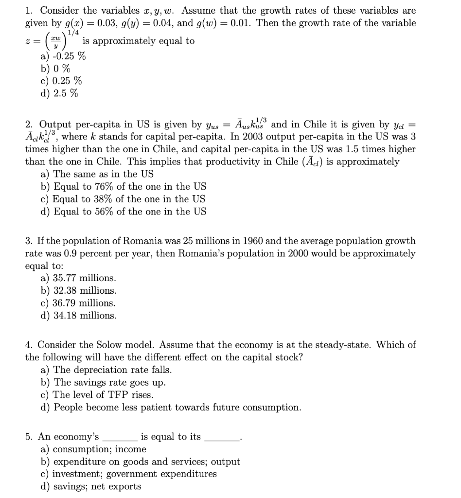 Solved 1 4 1 Consider The Variables X Y W Assume That Chegg Com