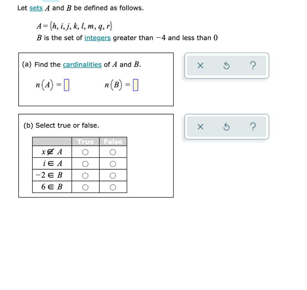 Solved Let Sets A And B Be Defined As Follows. A={h, I, J, | Chegg.com