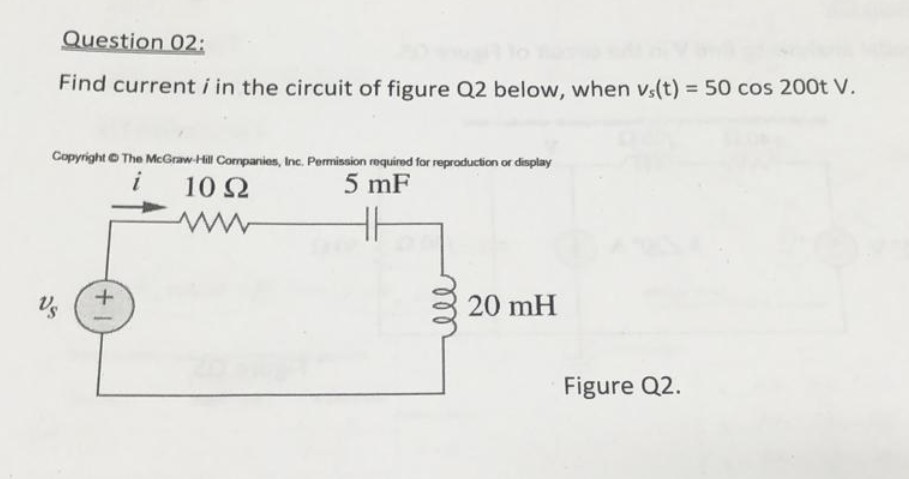Solved Question 02: Find current i in the circuit of figure | Chegg.com