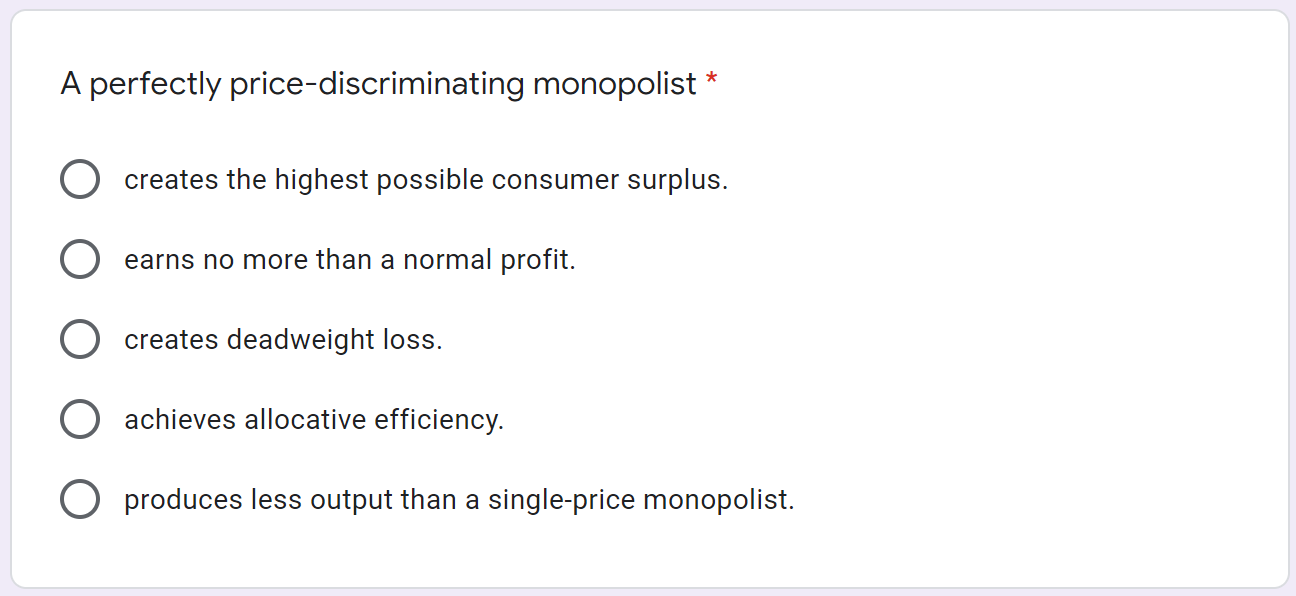 Solved With Perfect Price Discrimination, Consumer Surplus * | Chegg.com