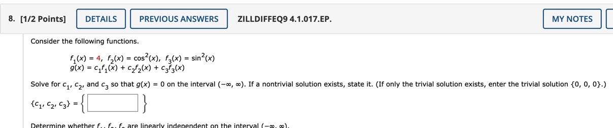 Solved 1/2 Points] DETAILS PREVIOUS ANSWERS ZILLDIFFEQ9 | Chegg.com