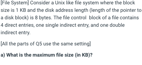 Solved [File System) Consider a Unix like file system where | Chegg.com