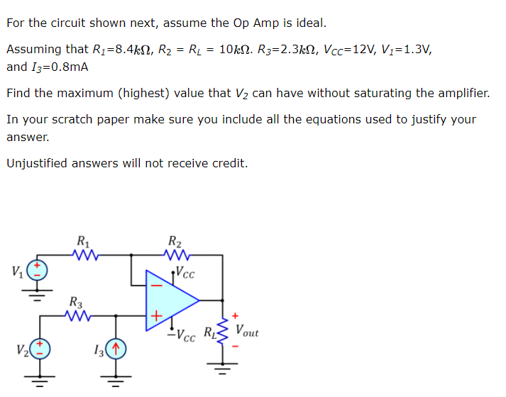 Solved For the circuit shown next, assume the Op Amp is | Chegg.com