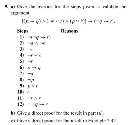 Solved 9. a) Give the reasons for the steps given to | Chegg.com