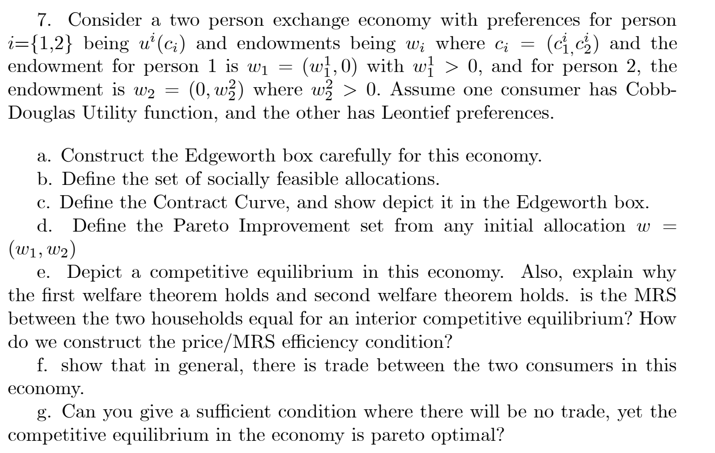 7. Consider a two person exchange economy with | Chegg.com