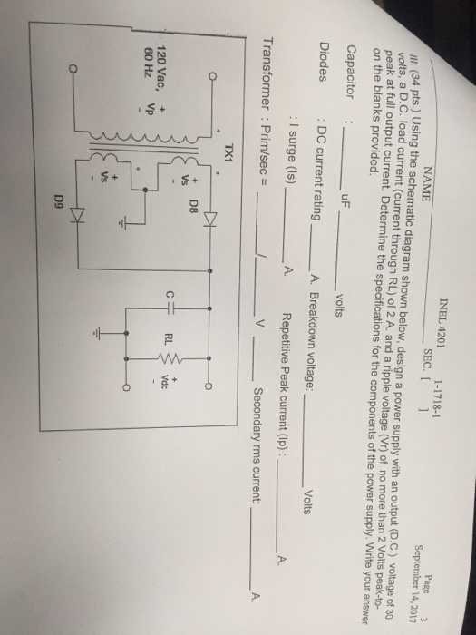 Solved Using the schematic diagram shown below, design a | Chegg.com